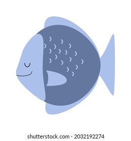 The figure of a blue fish. Vector illustration in flat style for design, postcards.