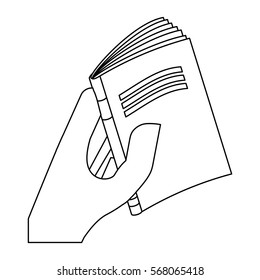 Figure book close in the hand image icon design