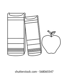 Figure books next to an apple icon image design