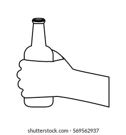 figure bottles of beer in the hand icon design, vector illustration