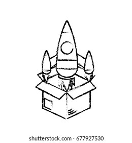 figure box with technology rocket out side
