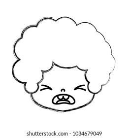 figure boy head with curly hair and pity face