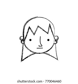 figure boy head with long hair design