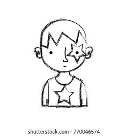 figure boy rocker with star tattoo and hairstyle