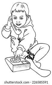 Figure boy who is calling by phone