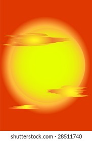 Figure of the bright sun in red sky