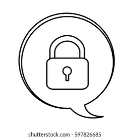 figure bubbles with lock symbol icon, vector illustraction design