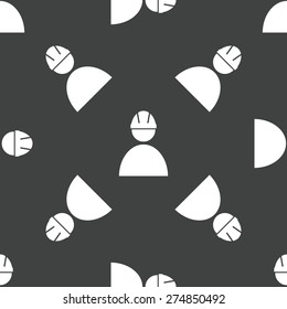 Figure of builder in helmet repeated on grey background