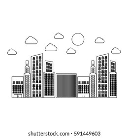 figure builds with small cloud and sun, vector illustraction design
