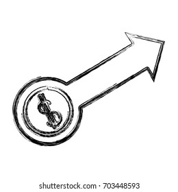 figure business arrow with coin to business strategy