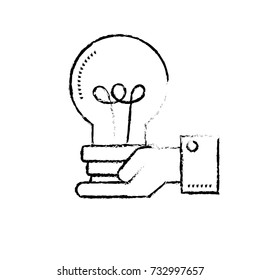 figure businessman with bulb idea in the palm hand