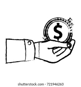 figure businessman hand with coin cash money