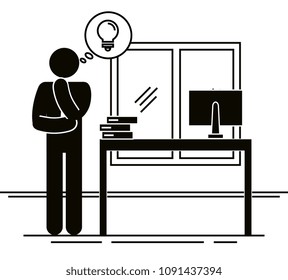 figure businessman in the office avatar silhouette