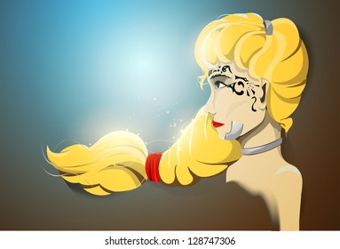 Figure bust woman on a bright background