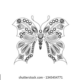 Figure butterfly lines. Butterfly quilling. Summer mood - flying fantasy butterfly. Decorative moth