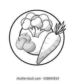 figure carrot, broccoli and tomatoes inside of plate