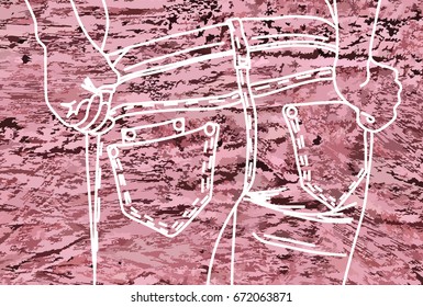 Figure chalk top of the jeans on the denim (pink)