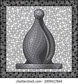 Figure of a chess bishop in a mosaic style.
