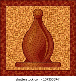 Figure of a chess bishop in a mosaic style.
