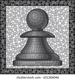 Figure of a chess pawn in a mosaic style.