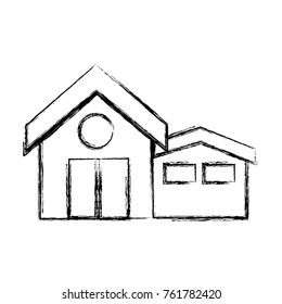 figure clean house with roof and door design vector illustration