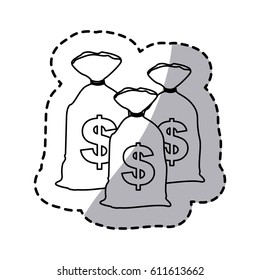 figure close bank bags with moneys inside, vector illustration