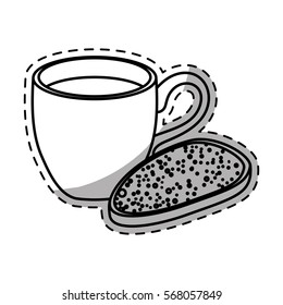 Figure coffee cup with bread icon image, vector illustration