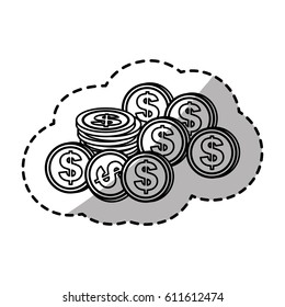 figure coins dolar currency, vector illustration design