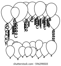 figure colored many party balloon with serpentine icon, vector illustraction