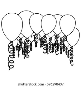 figure colored party balloon with serpentine icon, vector illustraction design