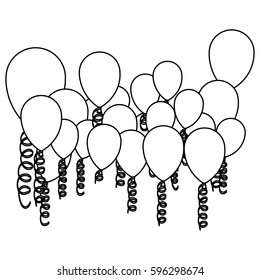 figure colored party balloon with serpentine icon, vector illustraction design