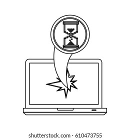 figure computer hourglass cursor with hole icon, vector illustraction design