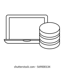 figure connected computer banner server design, vector illustration