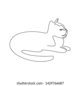 Figure continuous line of a cat. Flat vector pattern on white background.