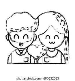 figure couple with beauty relation ships and heart