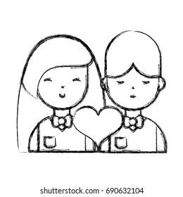 figure couple with beauty relation ships and heart