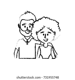 figure couple together with casual clothes