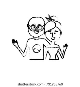 figure couple together with casual clothes