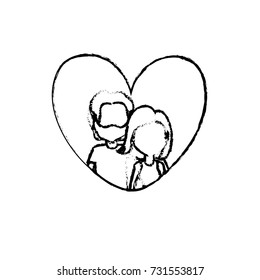 figure couple together inside heart design