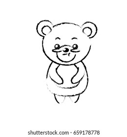figure cute bear wild animal with face expression