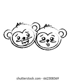 figure cute couple wild animal with beautiful expression
