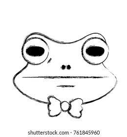 figure cute frog head wild animal vector illustration