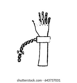 figure cute hand up with metalic chain