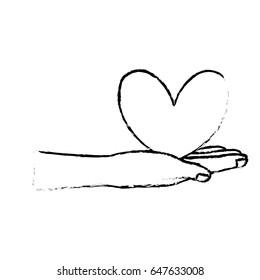 figure cute hand with nice heart over