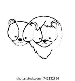 figure cute lion head animal couple together