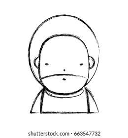 figure cute man with beard and hairstyle to avatar kawaii