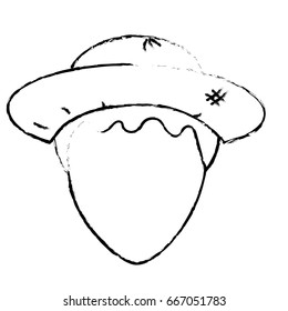 figure cute man face with hat