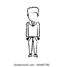 figure cute man with hairstyle design