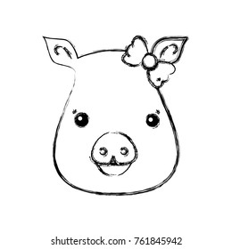 figure cute pig female wild animal vector illustration