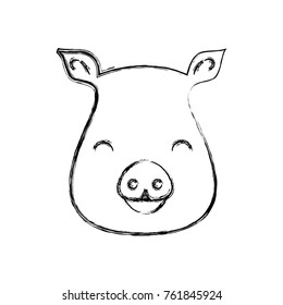 figure cute pig head wild animal vector illustration